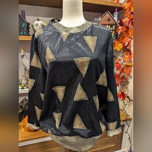 Vintage Caron Petite Chicago Geometric Blouse Size Large